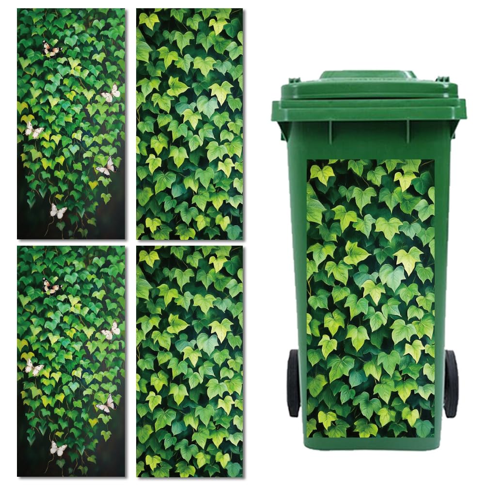 peacoblue Ivy Trash Can Sticker, Waterproof Wheelie Bin Decal