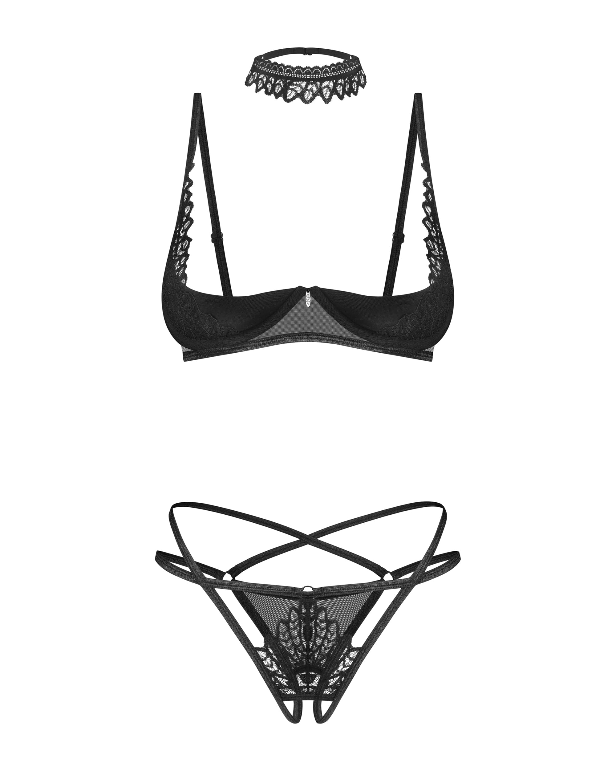 Selente Love & Fun verführerisches mehrteiliges Damen Dessous-Set aus BH, ggf. Bauchgürtel, Tanga & Satin-Augenbinde, Made in EU