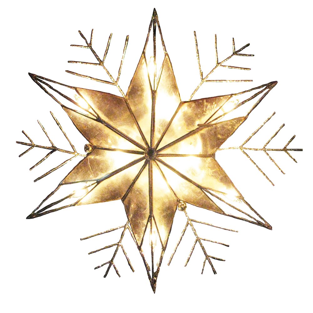 Estrella para árbol de Navidad Kurt Adler de 25 cm en capiz plateado con 10 luces