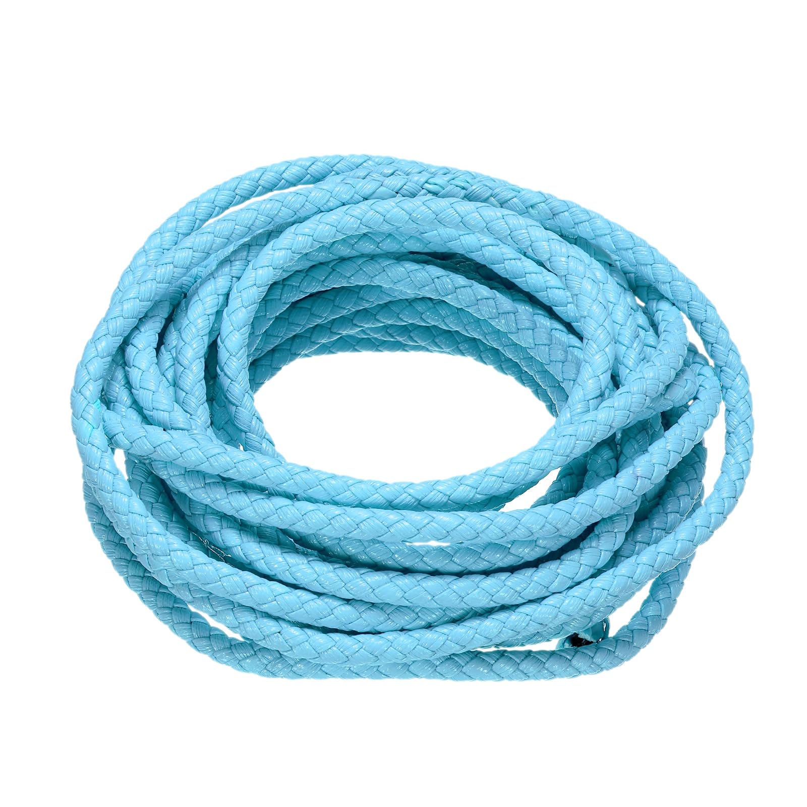 M METERXITY Round Braided Leather Cord, 5 Yards 5mm Six-Strand Faux Beading String Rope Bolo Tie 5 Meters Long for Jewelry Making/DIY Crafts, String Macrame Bracelet Thread [Blue]