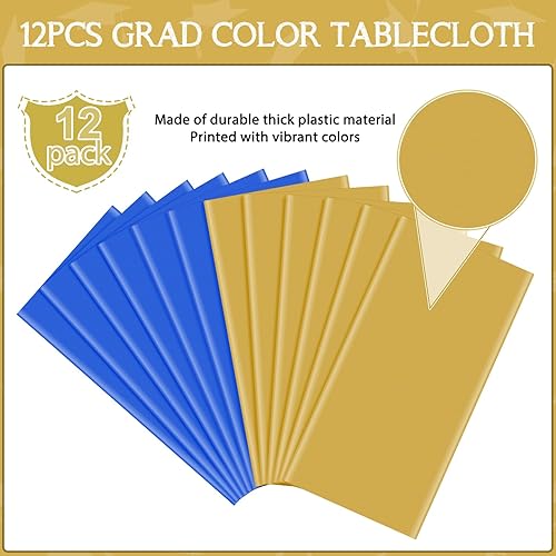 Miniatura 10 de 12 manteles de plástico negro y dorado a granel, 54 x 108 pulgadas, manteles rectangulares desechables para fiestas, manteles impermeables para