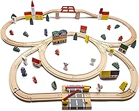 Vista 9 de Juego de tren de madera, juego completo de tren para niños, juego interactivo y aprendizaje, diseño creativo de pista de tren de madera, calidad