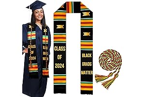 2 Pcs Class of 2024 Graduation Stole Kente Set