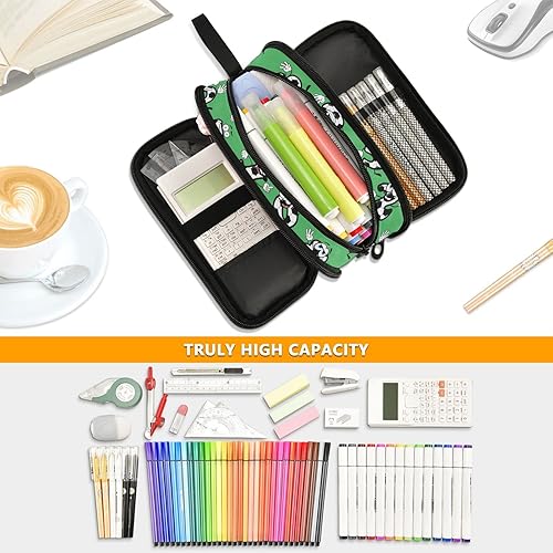 Miniatura 5 de ZAZYXTJ Estuche para lápices de gran capacidad con 3 compartimentos, bolsa de lona para maquillaje, escuela, oficina, adolescente, niña, niño,