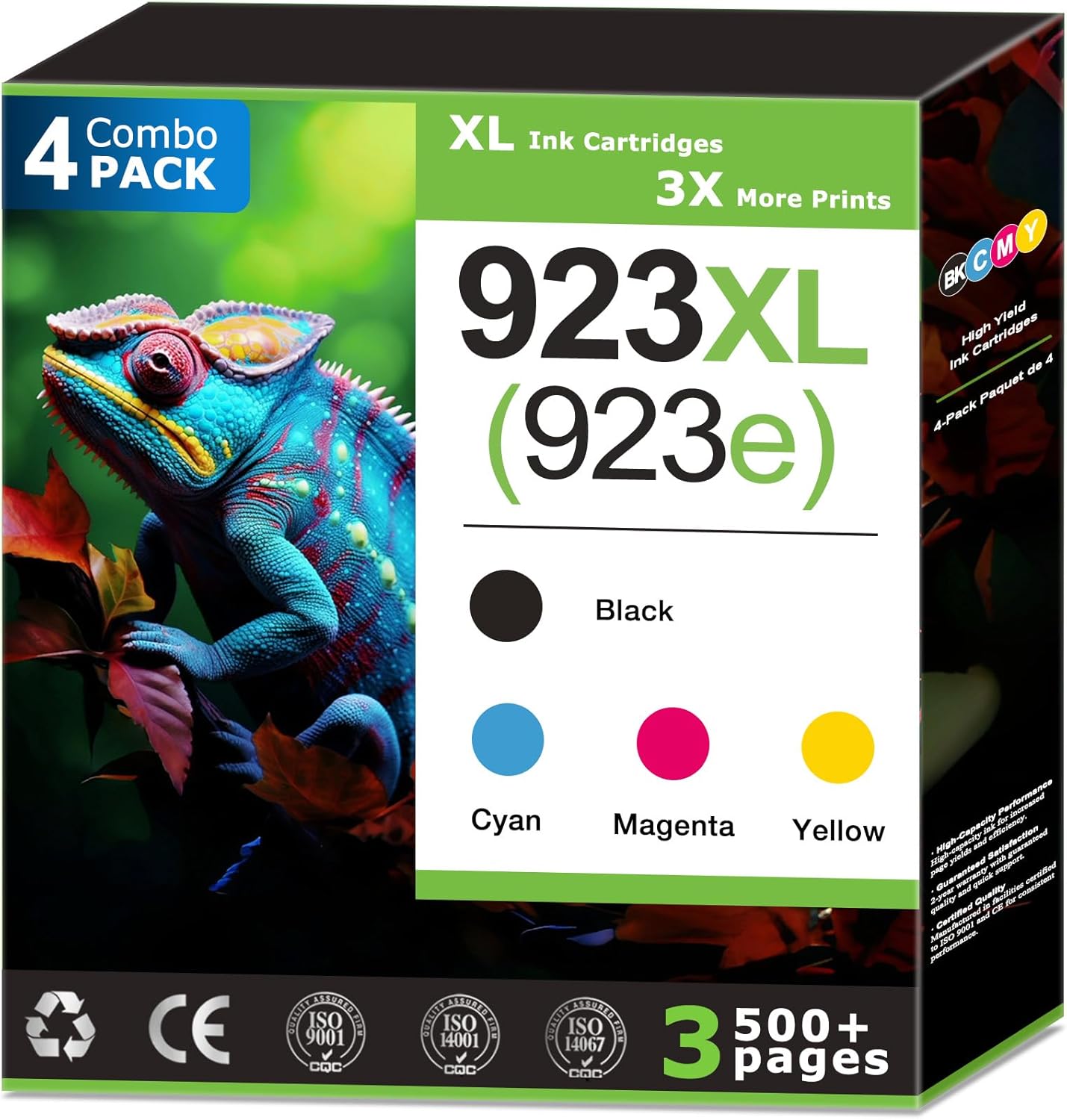 923XL 923e Ink Cartridges Combo Pack Compatible for HP 923 Ink Cartridges Work with HP Printer Officejet (Pro) Series Printer (4 Pack) Black Cyan Magenta Yellow 8125e 8130e 8139e Ink 923 High Yield