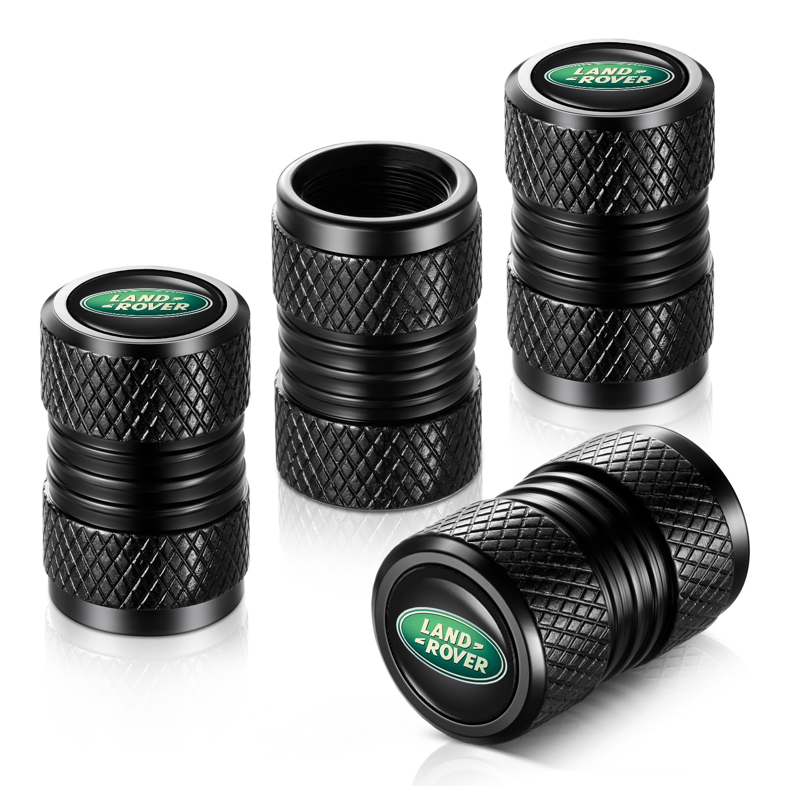 Tire Valve Stem Caps, Compatible with Land Rover Series Stem Cap Universal Car Air Cover Car Accessories for Cars, SUV, Truck, Motorcycles 4pcs （Black）