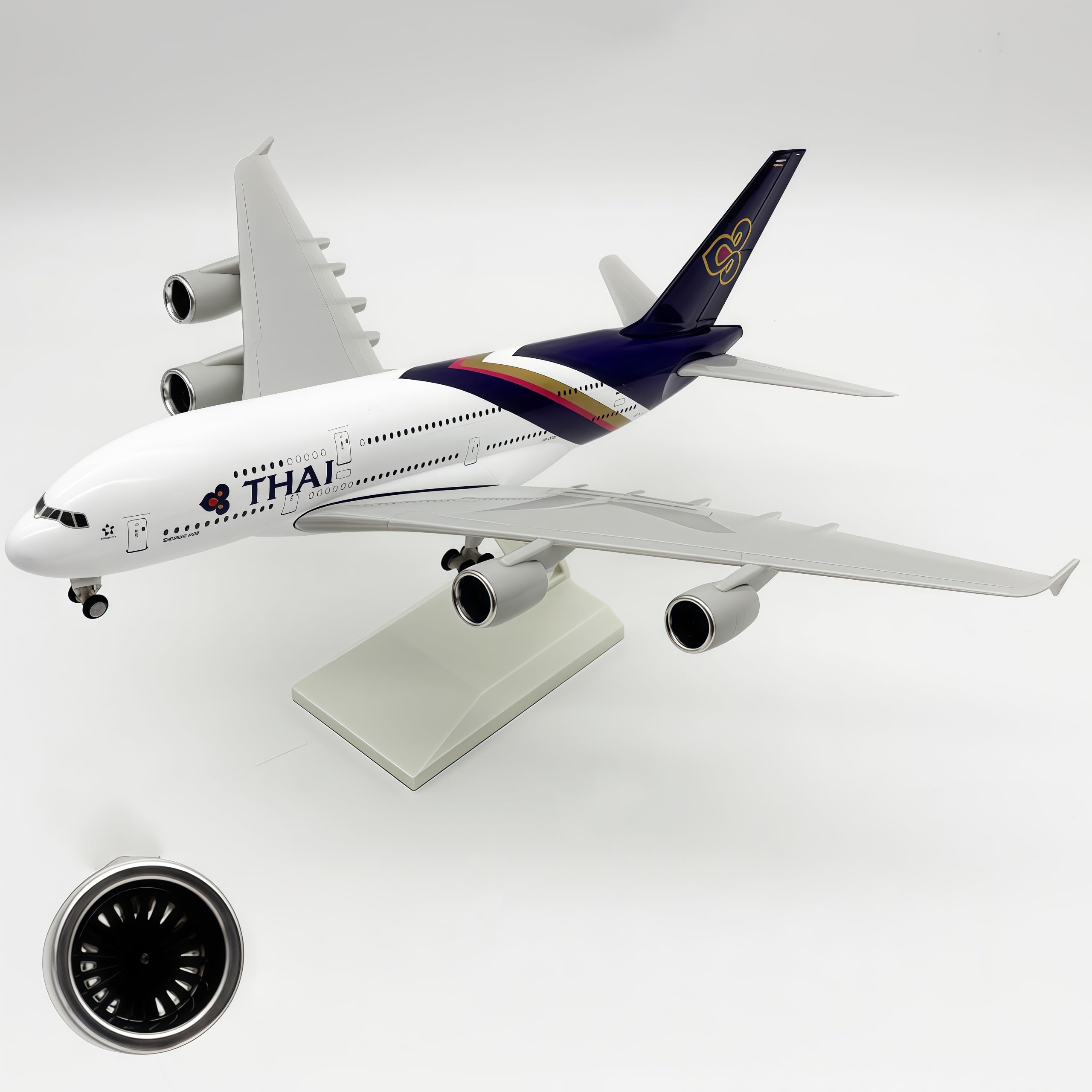 LGSRSNXHTX 30cm Model Plane 1/200 Diecast Metal Airplane Model Thai A380 with Stand Aircraft Collectible for Aviation Enthusiasts,Desktop Decor Gift for Adult