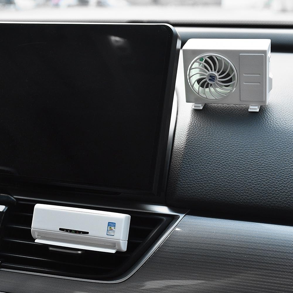 Car Air Freshener Vent Clip - Creative Air Conditioner Shape Solar Powered Aromatherapy Diffuser for Car Interior, Cars Smell Eliminator with 2 Refills, Funny Gift for Men & Women (White, 2 PCS) image 5