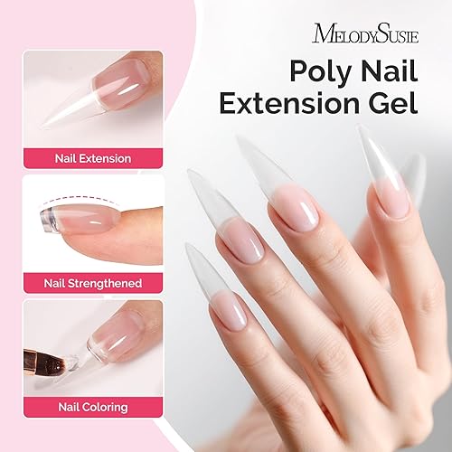 Miniatura 2 de MelodySusie Gel de polietileno, 2.12 oz sin hema, extensión de uñas, gel constructor de engrosamiento de uñas, lámpara UV, diseño de arte curado,