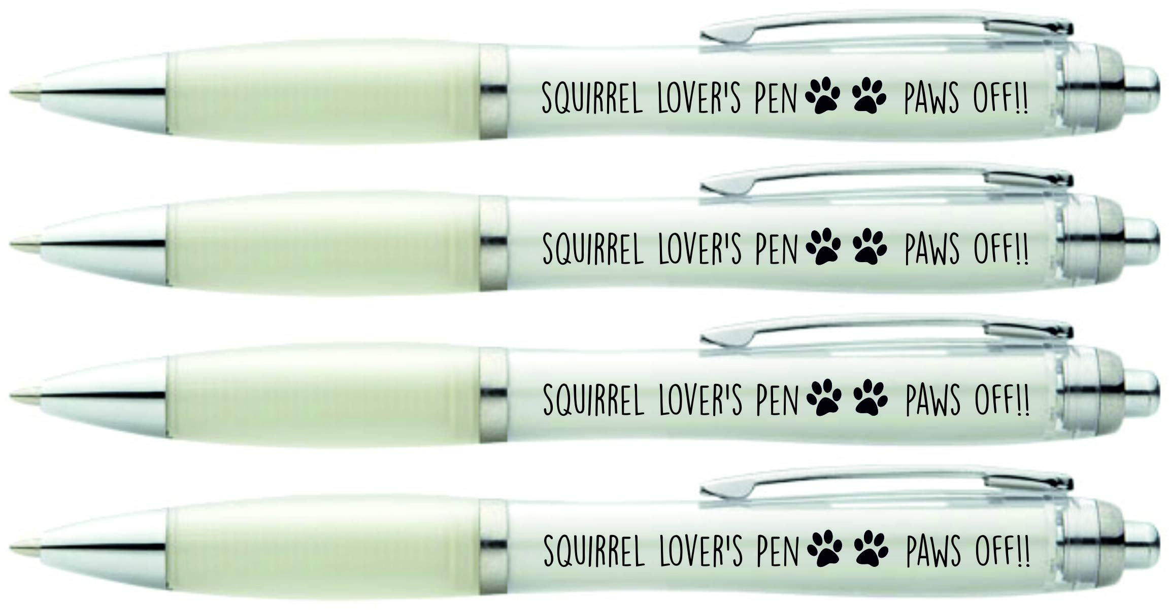printedproducts 4x Squirrel Lover's Pen - Paws Off My Pen - Cute Squirrel Lover's Pen - Funny Squirrel Pen for a Squirrel Lover - Animal Lover Gifts - 4 PENS