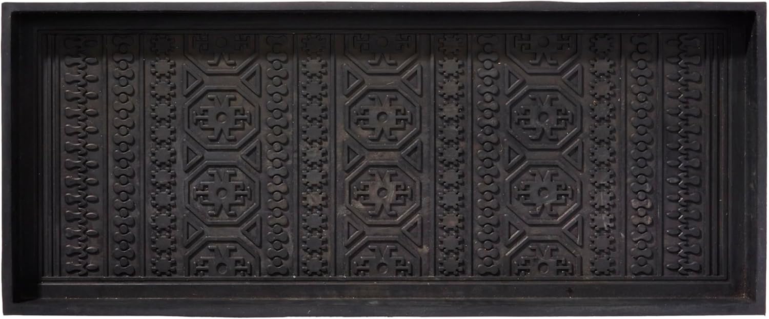 HF by LT Navajo Premium Rubber Boot Tray, 34 x 14 inches, Heavy Duty Vulcanized Rubber Design, One-Piece Seamless Construction, Year Round Use Indoors/Outdoors, Black