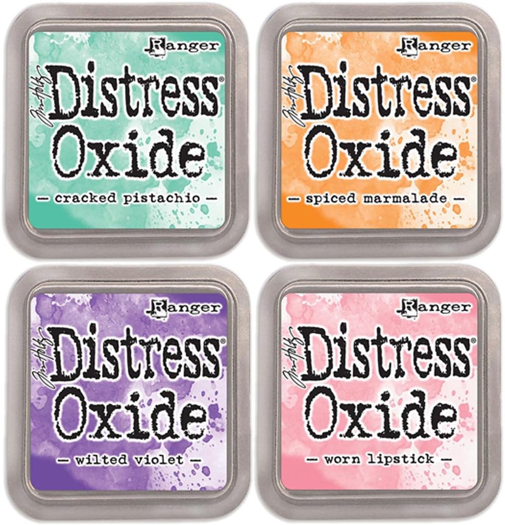 Special Bundle: Ranger Tim Holtz Distress Oxide Ink Pads 4 Pack - Cracked+Spiced+Wilted+Worn (D2)