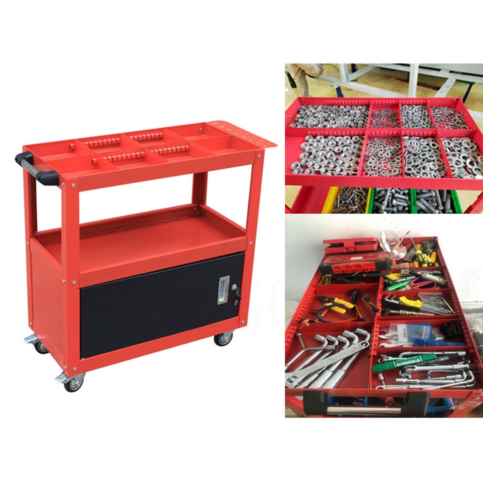 Carrello Portautensili Con Ruote, Carrello Portautensili For Impieghi Gravosi Con Cassetti, Ideale For Garage, Magazzino E Officina Di Riparazione