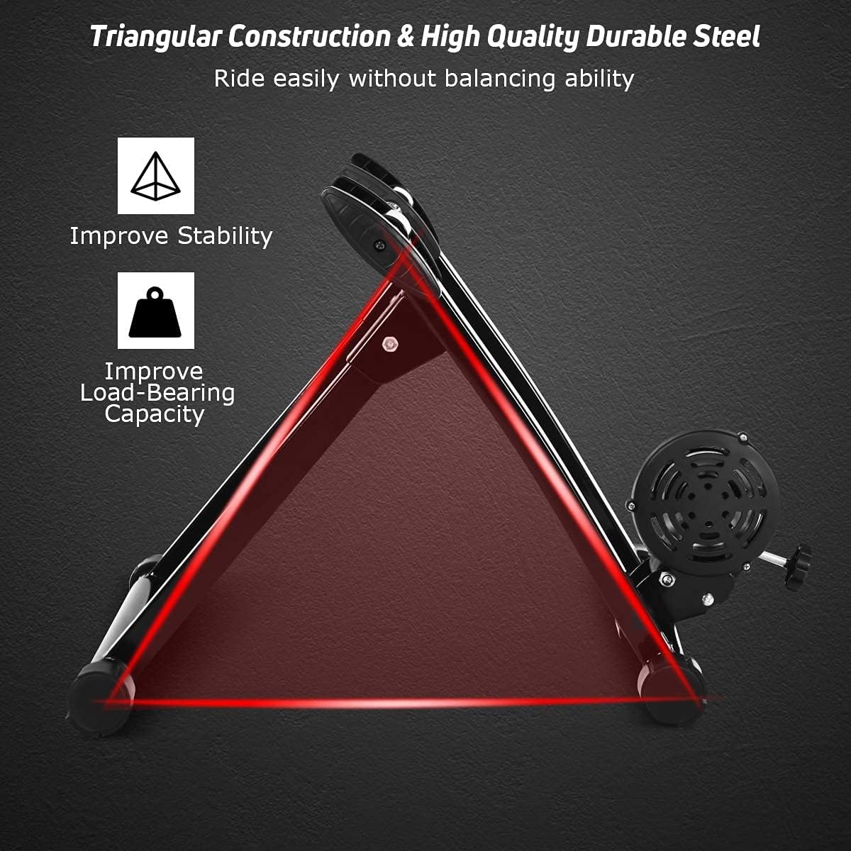 Bike Trainer Stand, Stationary Bike Stand for Indoor Riding, Steel Bicycle Exercise Magnetic Stand for 26-28” Wheels with Front Wheel Riser, Quick Release Folding Exercise Bike Stand Trainers