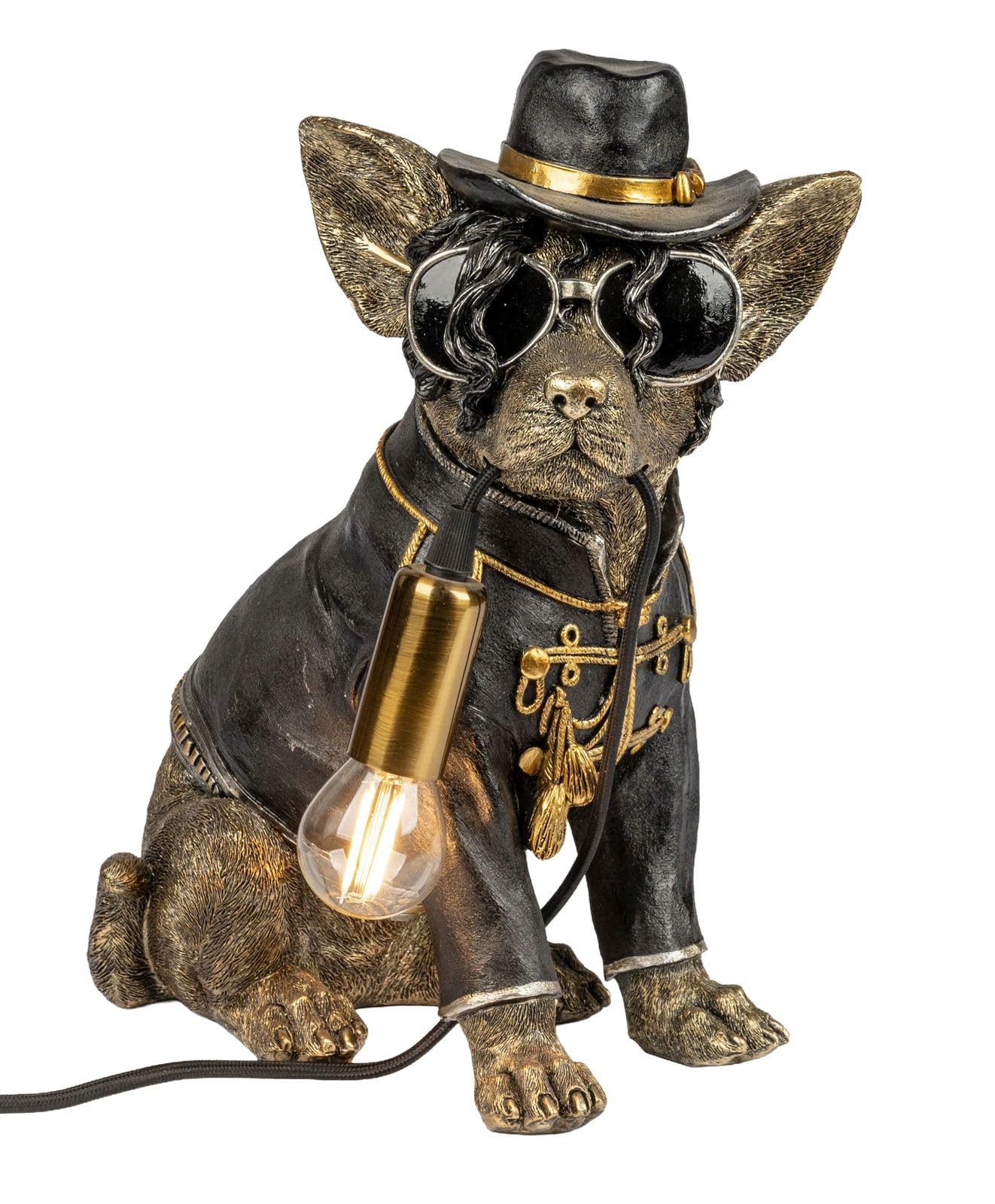 formano Tischlampe Hund 33cm - Handbemalte Deko-Lampe aus Polyresin - originelle Tierlampe im Vintage-Design mit E14 Fassung (max. 40 W) - stilvolle Wohn-Deko & Geschenkidee für Tierliebhaber