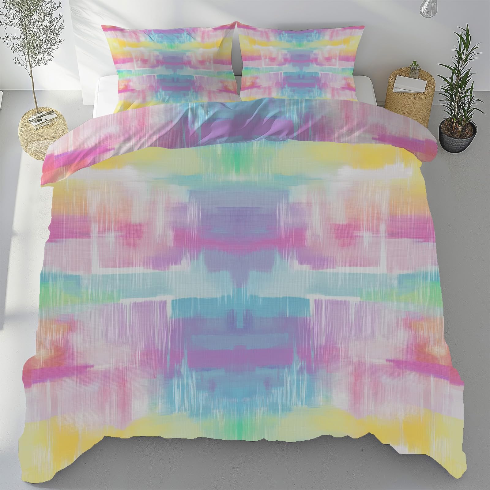 Parure de lit 2 personnes avec fermeture éclair pratique en microfibre douce