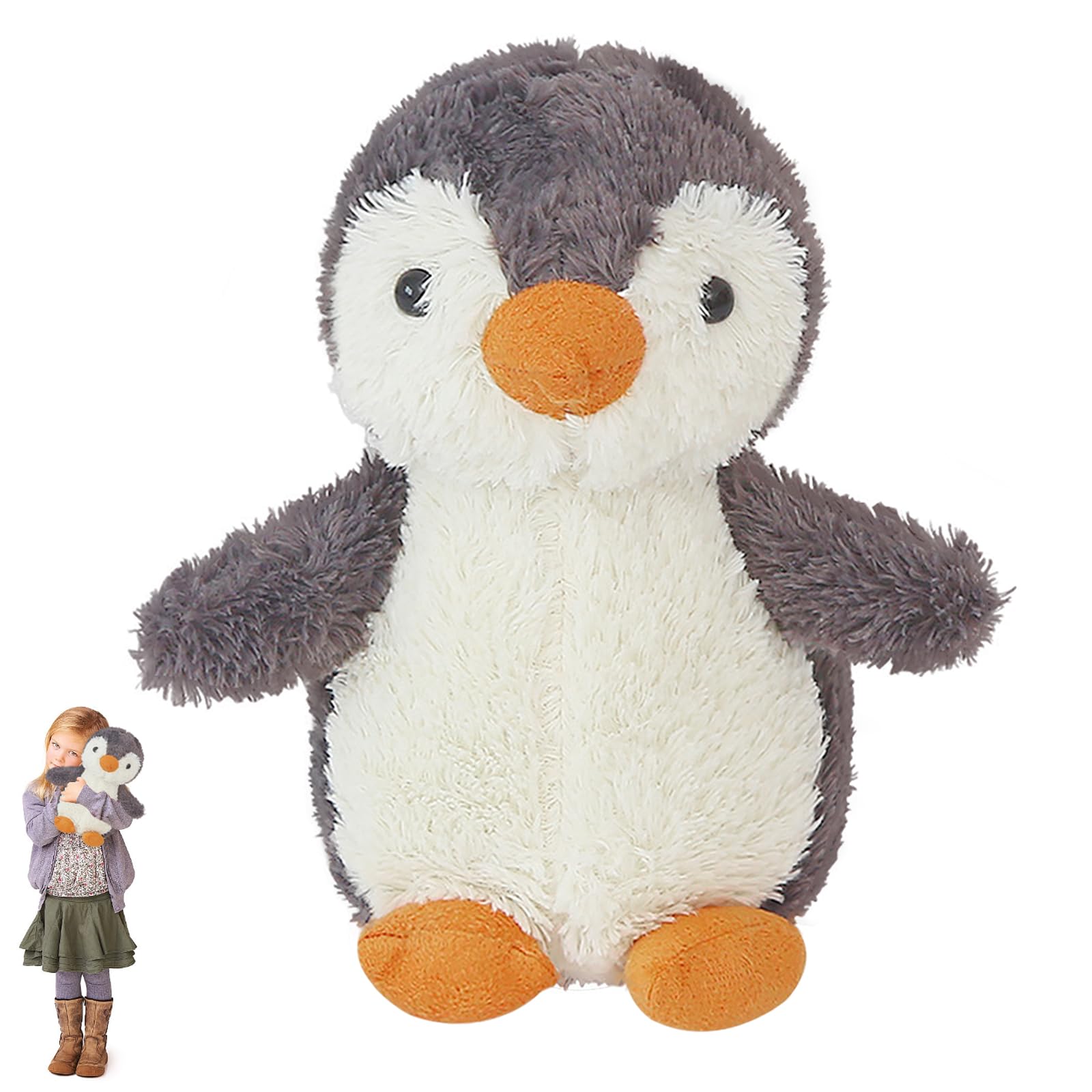 ForhomePenguin Cuddly Toy, 23 CM Plush Toy for Children, Penguin Plush Toy for Cuddling & Playing, Grey Stuffed Toy for Girls Boys, Pudgy Penguins Plush for Birthday