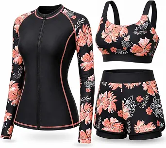 Daci 3 Piece Rash Guard Set with 3'' Shorts