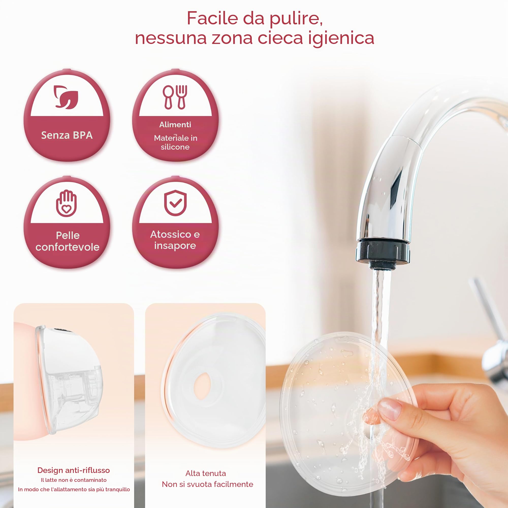 Tiralatte elettrico double face & mani libere, 300 mmHg, 12 livelli, 4 modalità, con prevenzione di ritorno e funzione di memorizzazione, portatile, senza BPA, 30 minuti di spegnimento automatico