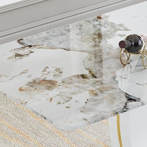 Miniatura 17 de JUFU Juego de Mesa de Comedor para 6, Mesa de Mármol Sintético y Juego de Sillas de 6, Juego de Mesa de Comedor Moderno para 6, Juego de Mesa de