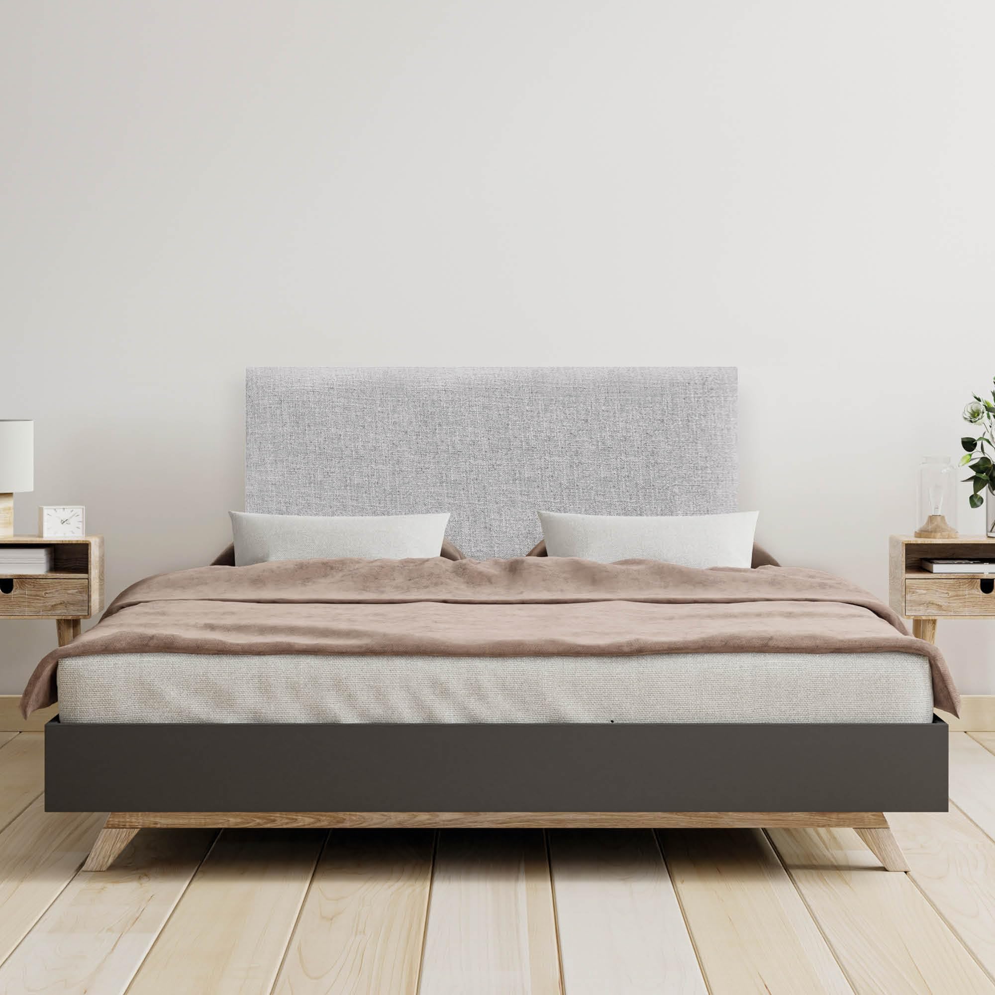 DHOME Testiera in Lino Naturalee Liscia Fino a Terra con Spessore di 8cm Testata imbottita Letto Camera da Letto Moderna Top Trending (Lino Perla, 105cm (Letti 90))