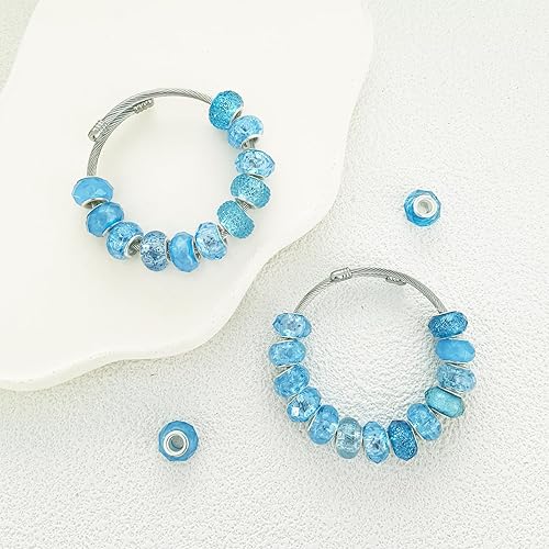 Vista 82 de Cuentas de agujero grande negro europeo para bolígrafos, 100 piezas surtidas de agujeros grandes de hadas, varita de jardín, cuentas espaciadoras