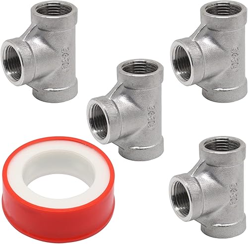 Miniatura 43 de 2 Uds 304 accesorios de tubería de acero inoxidable 1/2 "x 1/2" × 1/2 "NPT Macho Casting Tee Fitting 3 Way T Pipe Manguera para agua, aceite, aire