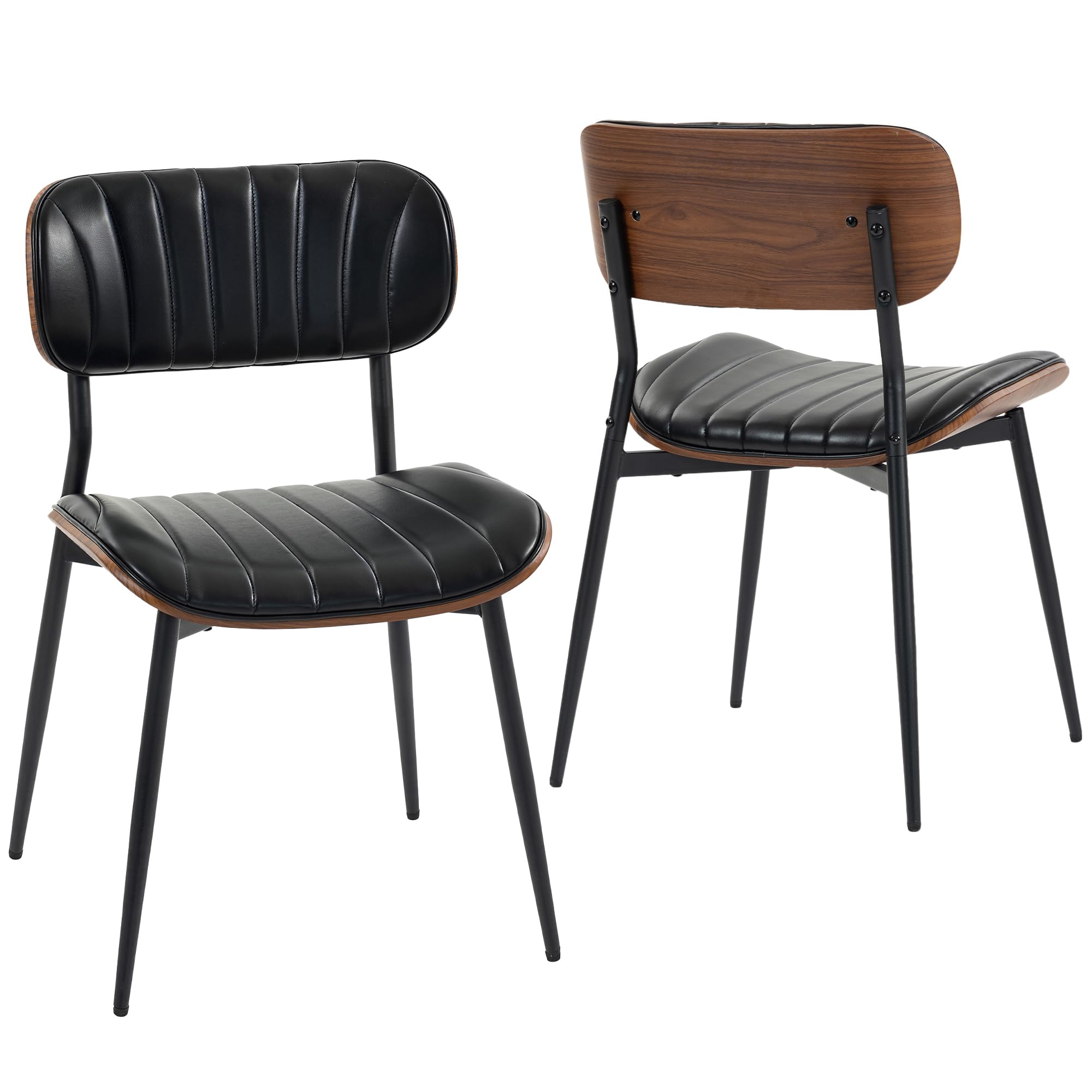 HOMCOM Pack de 2 Sillas de Comedor Asiento Acolchado Negro y Marrón