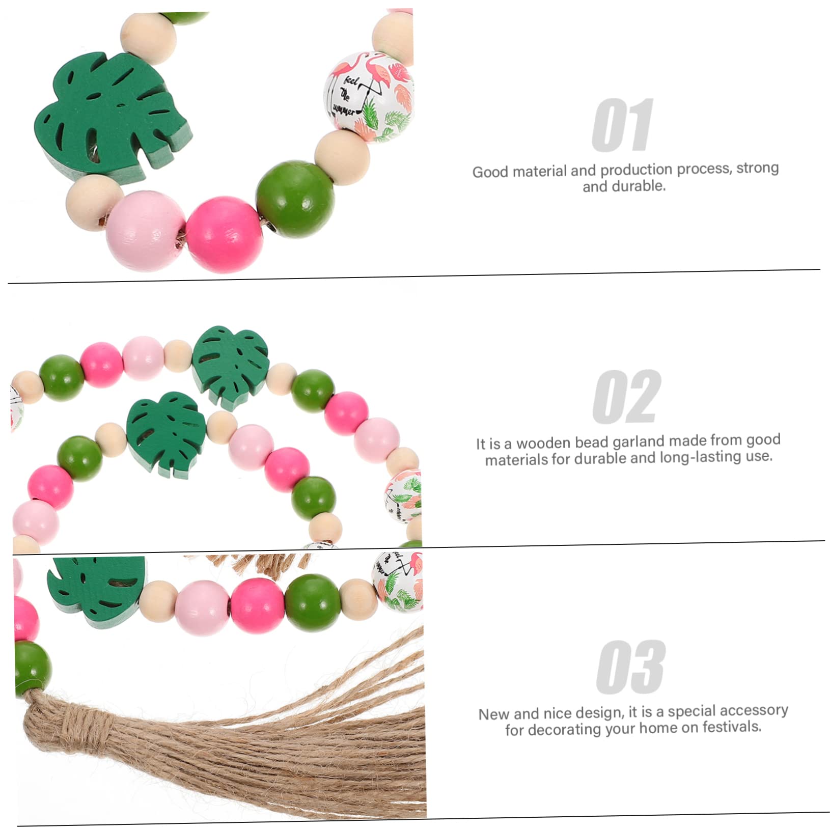 Amosfun 5St Flamingo-Holzperlenkette Quasten künstlich Fallen Kiefer Perldraht Perlen Dekoration Schlafzimmer Bedroom Decoration hängende Verzierung aus Holzperlen Sommer perlengirlande