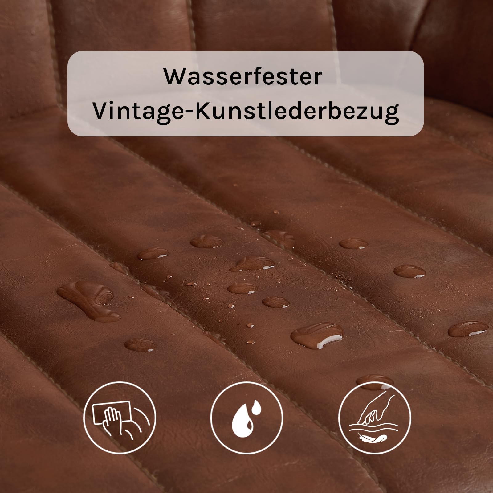 Lestarain Esszimmerstühle 2er Set, für Esszimmer Wohnzimmer Küche, Retro Küchenstühle gepolstert, Sitzfläche aus Kunstleder, mit Metallbeine, bis 150 kg belastbar, Braun