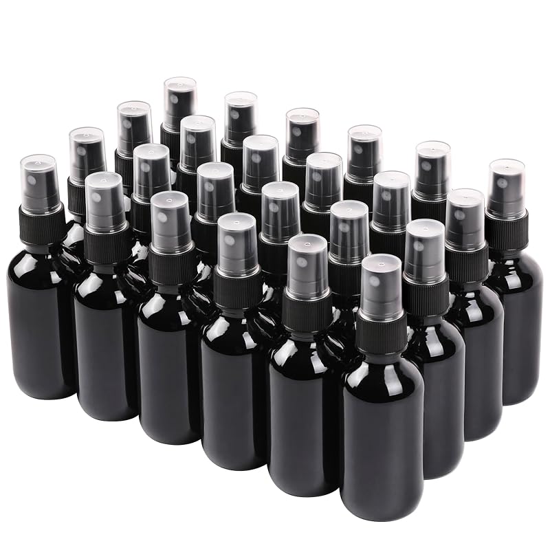 NOOEEISS Frasco Spray Pequeno de Vidro Preto 60 mL, Pacote com 24