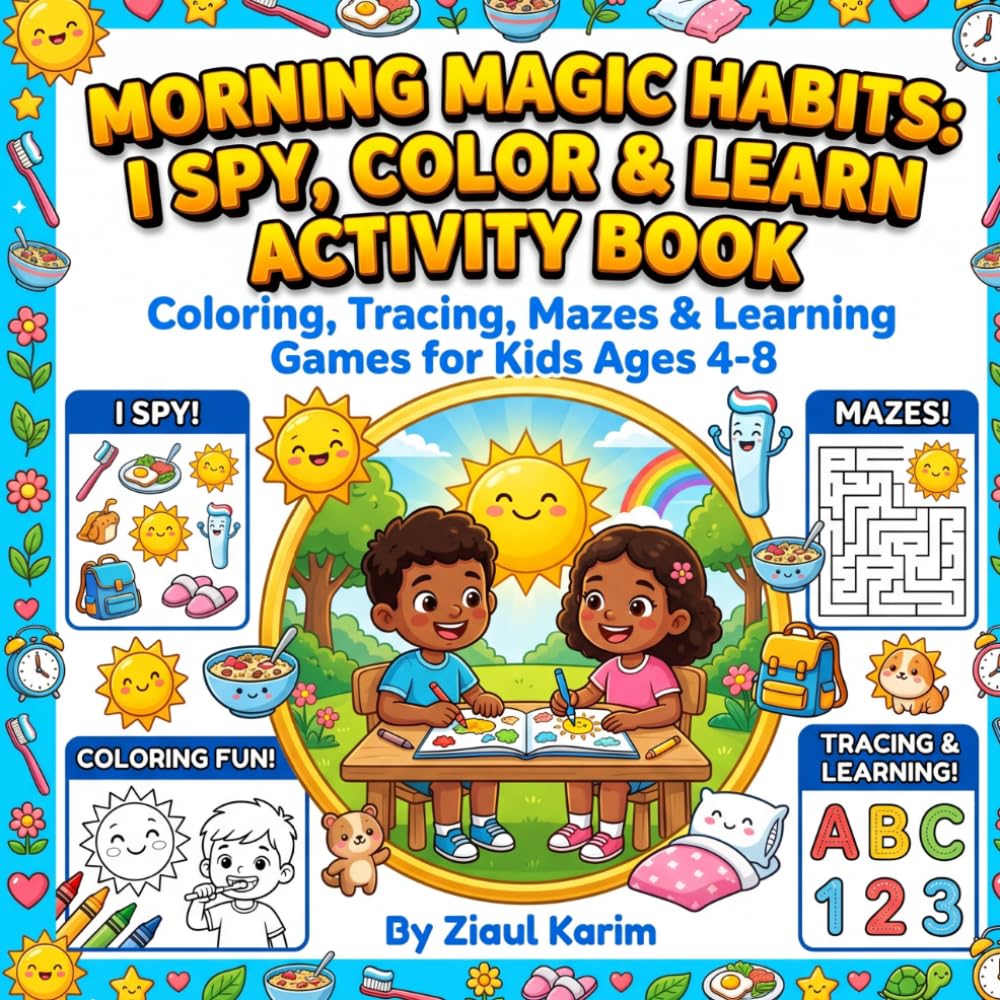 MORNING MAGIC HABITS: I SPY, COLOR & LEARN ACTIVITY BOOK: Coloring, Tracing, Mazes & Learning Games for Kids Ages 4-8 (Spy, Color, Trace & Learn Activity Series)