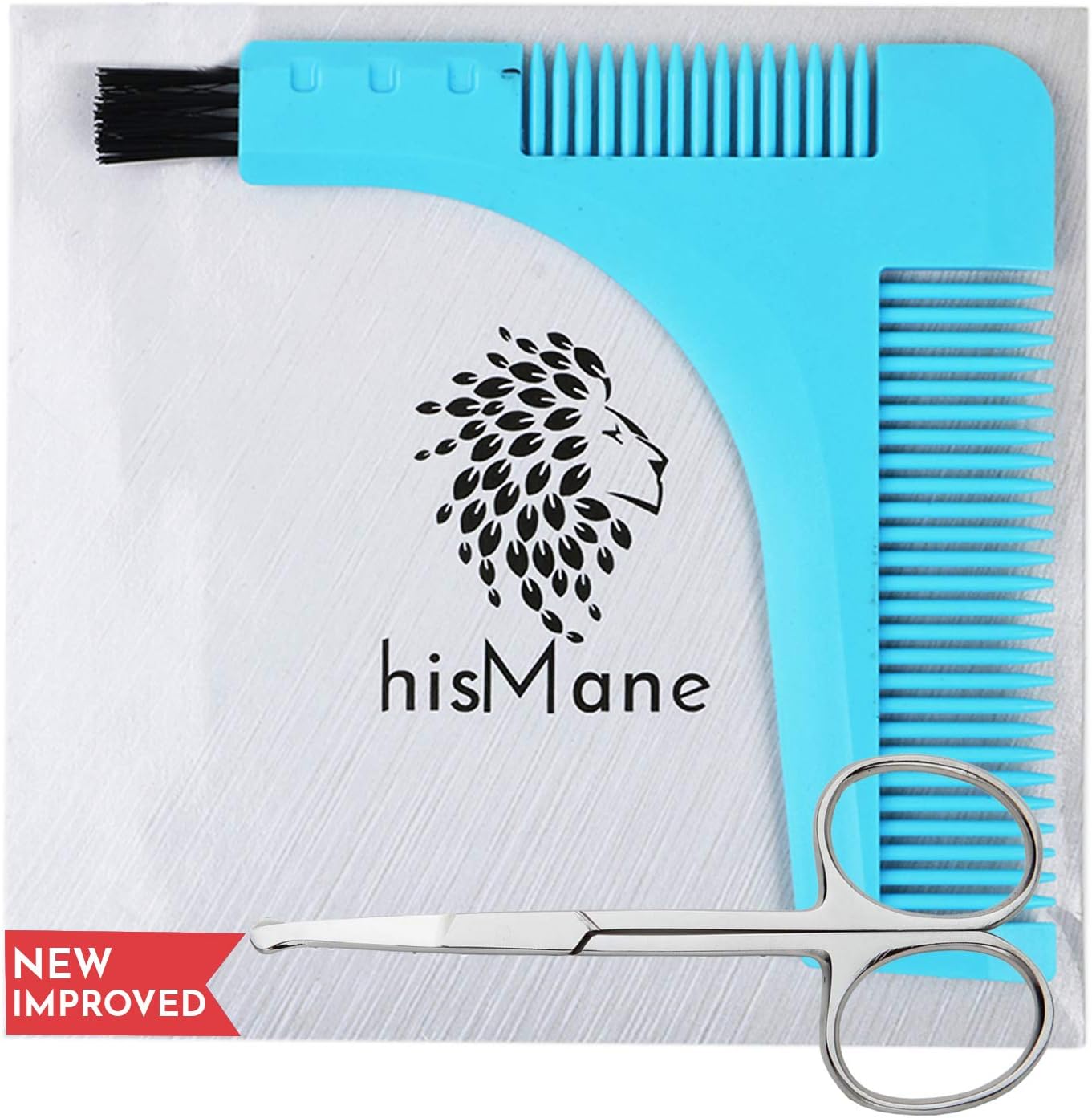 Beard and Mustache Shaping and Styling Template Tool & Comb with Scissors. Beard Shaper for the Designer Beard