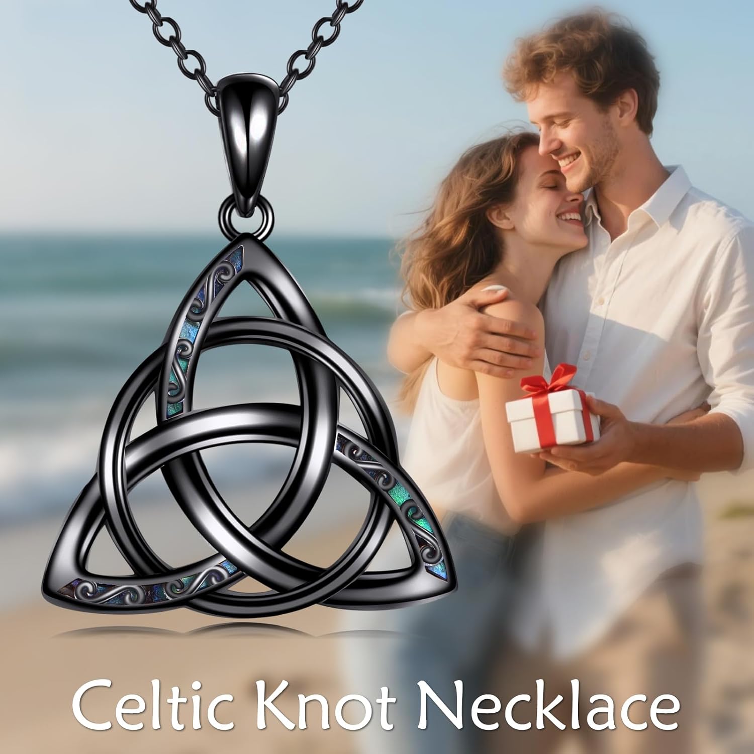 YAFEINI Celtic Knot Necklace 925 Sterling Silver Abalone Shell Celtic Pendant Necklace Irish Jewelry Gifts For Women - Image 3