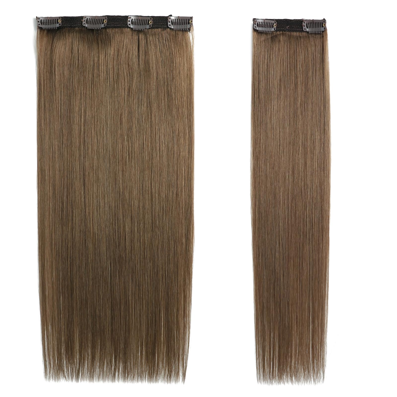 Hell Aschblond Clip in Extensions 9A Echthaar 15#, Human Hair 100% Remy Tressen Haarverlängerung 8pcs Glatt mit Clips 22inch/55cm