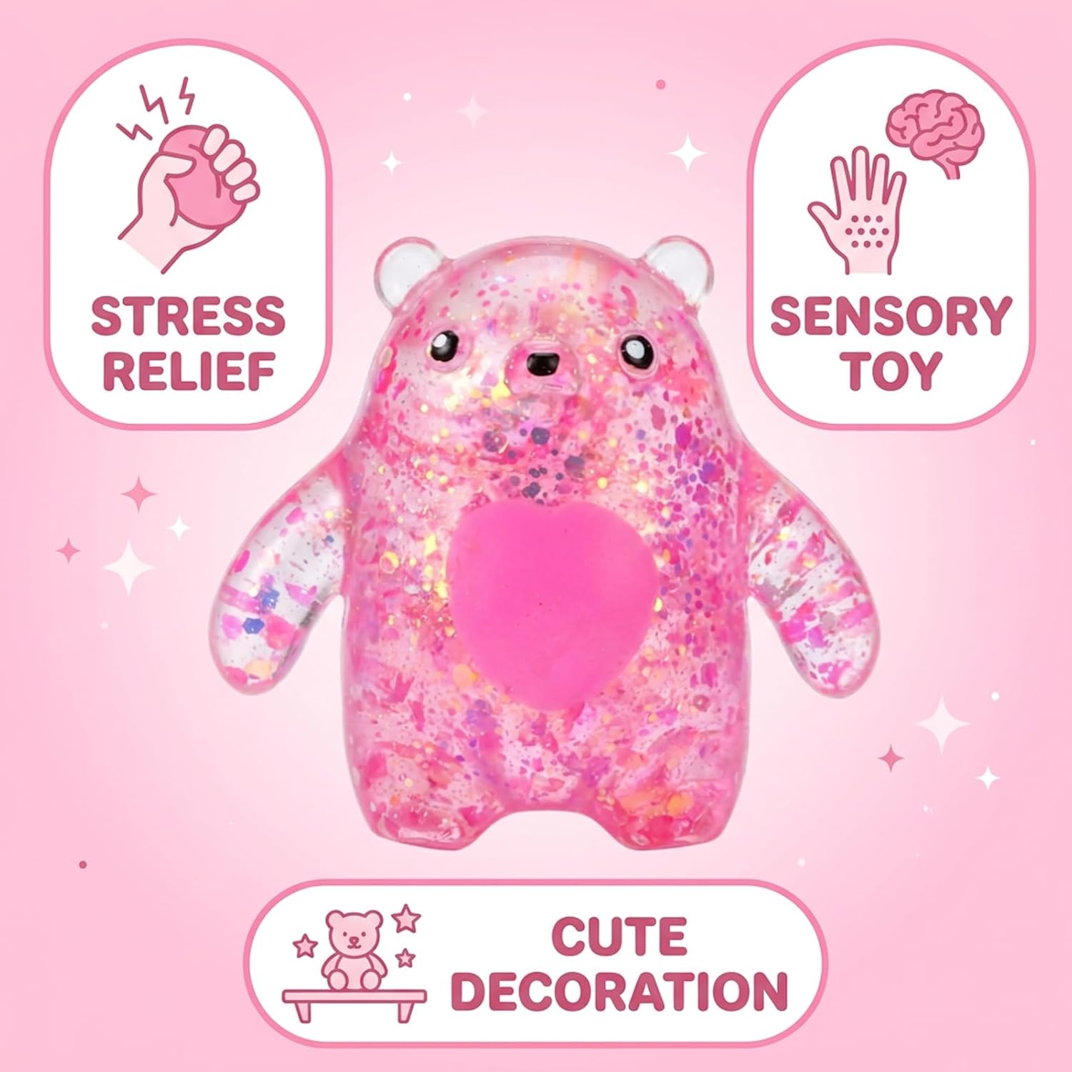 Bear Squishy, 3.1in Random Color Maltose Heart Emblem, Squishy Bear with Soft Slow-Return Texture for Desk Display and Cute Collectibles image 4