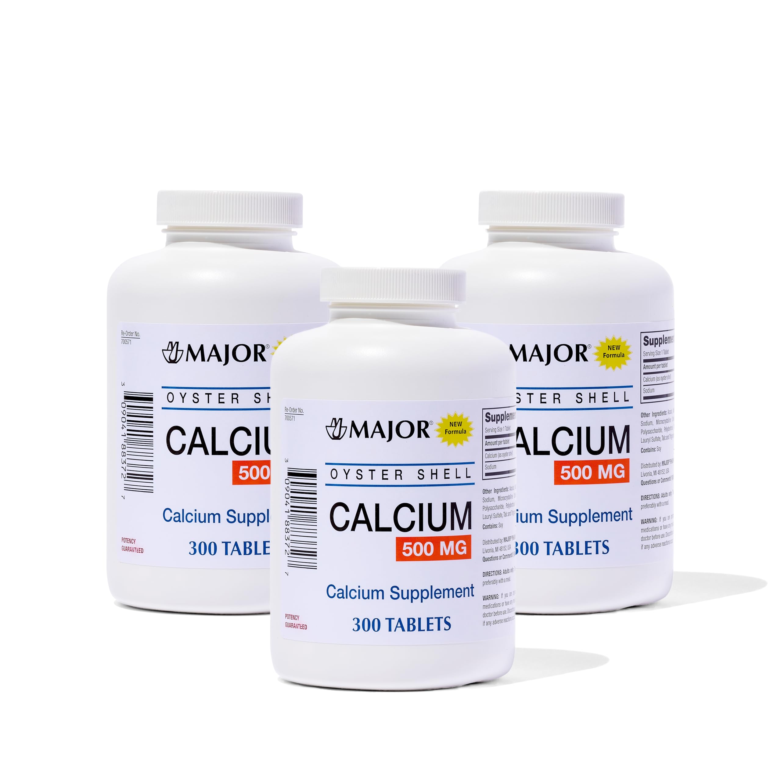 Major Oyster Shell Calcium 500 mg - Daily Calcium Supplement - 300 Tablets (3-Pack) 300 Count (Pack of 3)