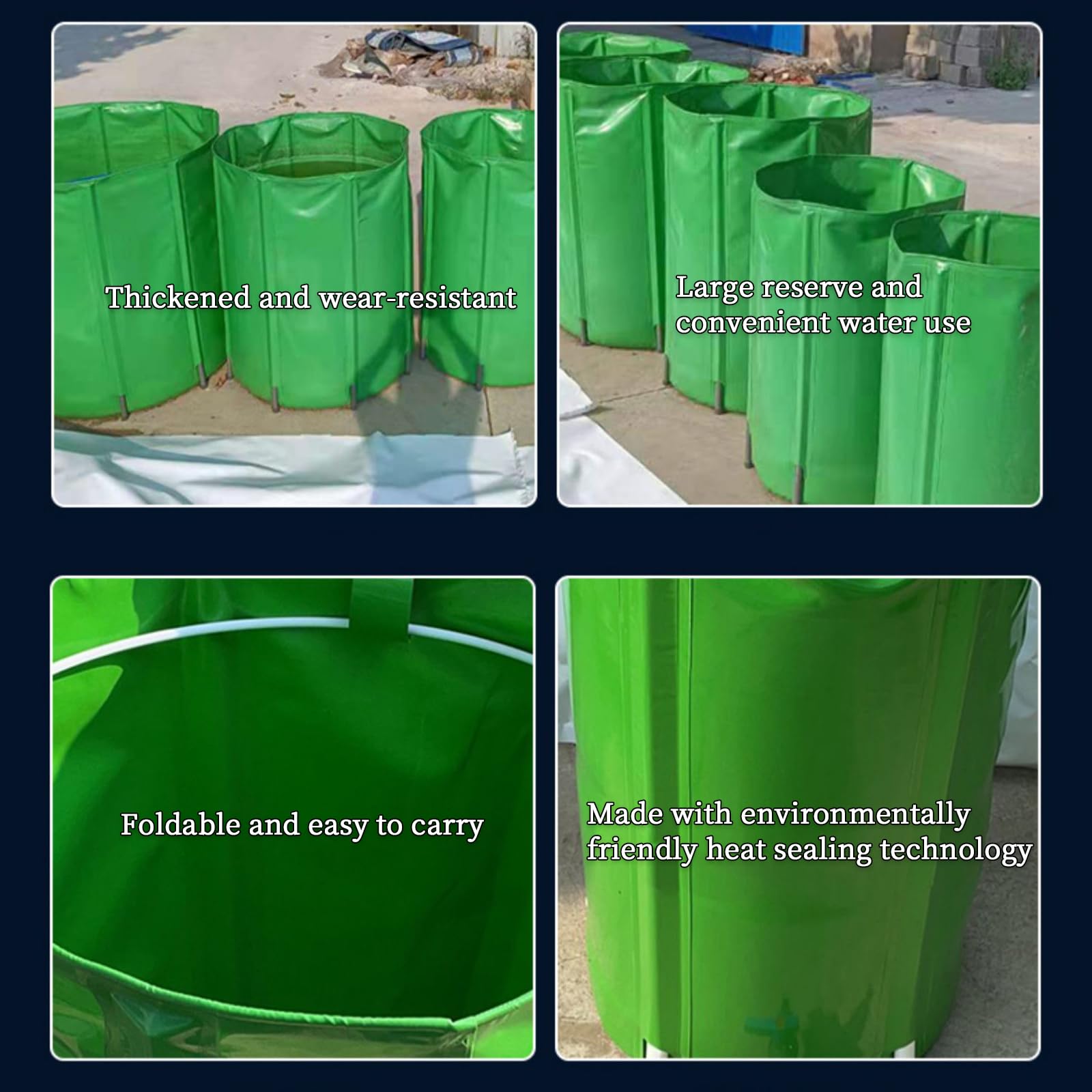 Tanque de Agua de Lluvia portátil con Soporte y Grifo, 501000 l, Almacenamiento de Agua para Uso en Exteriores, solución para recolección de Agua de Lluvia, riego de Jardines.