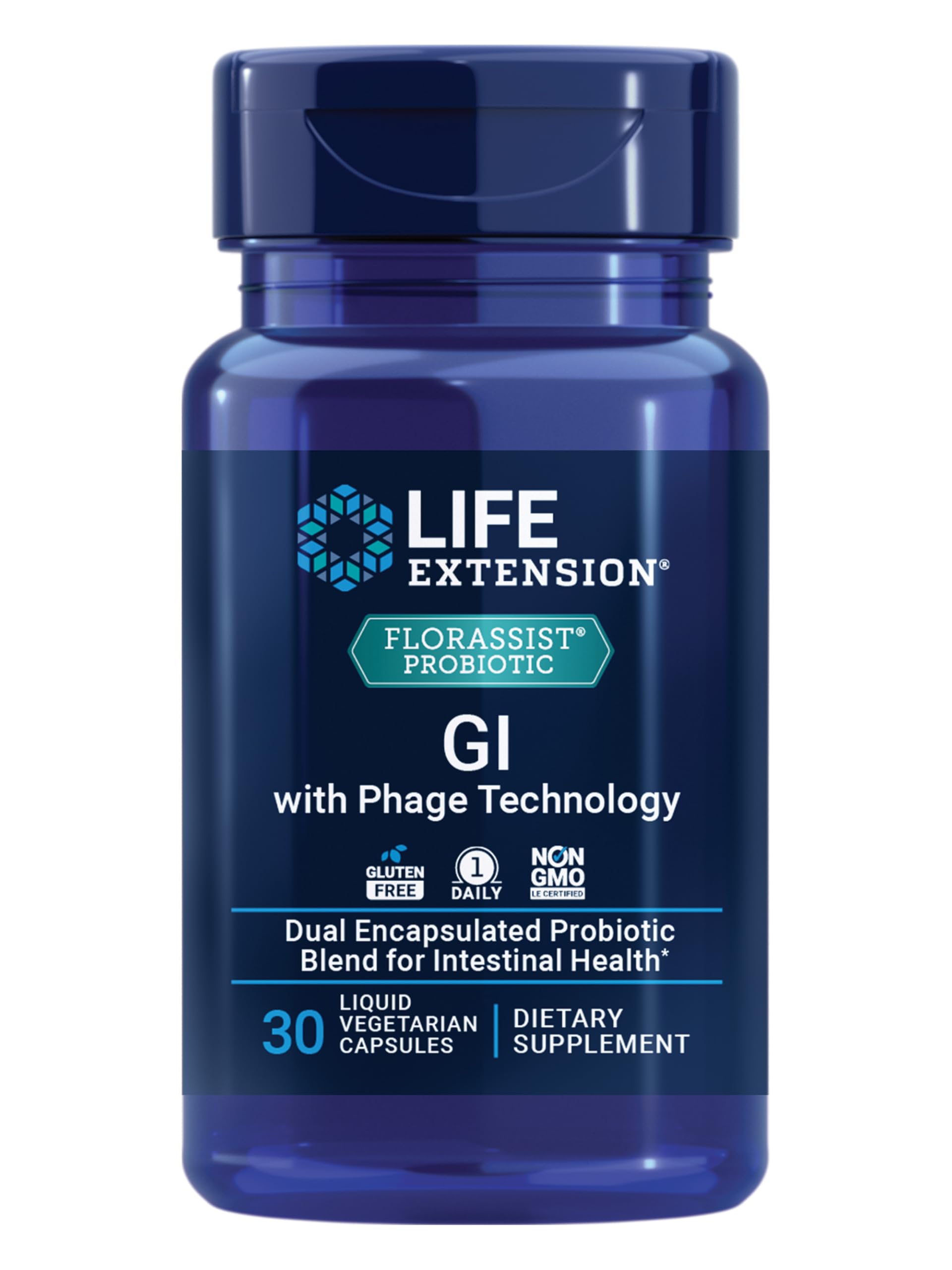 Life Extension FLORASSIST® Probiotic GI with Phage Technology, Digestive Health Supplement, microbiome Balance, Gut Health, Gluten Free, Vegetarian, 30 Capsules