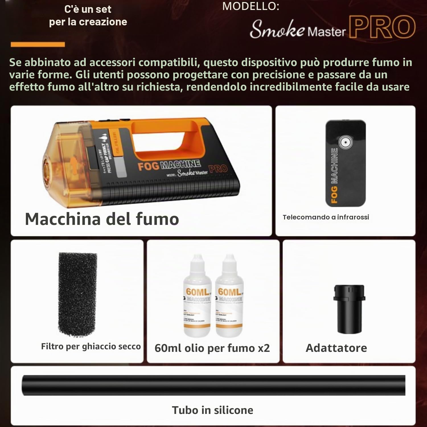 LENSGO Smoke Master PRO 40-100W Macchina per la nebbia portatile regolabile con funzione di ricarica rapida di tipo C, mini macchina per la nebbia ricaricabile per fotografia, video, palcoscenico