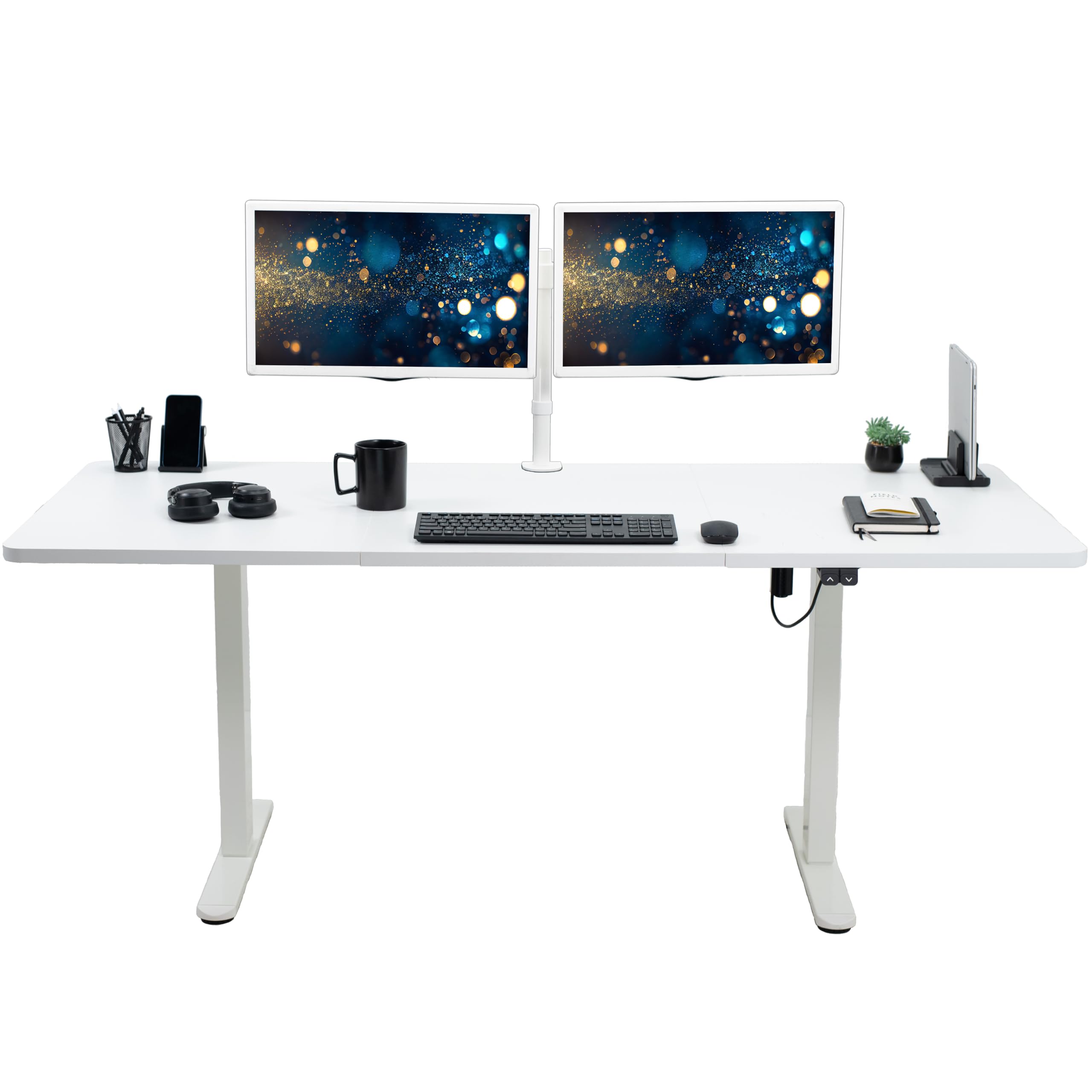 VIVO Electric 71 x 30 inch Stand Up Desk Height Adjustable White Top White Frame Home and Office
