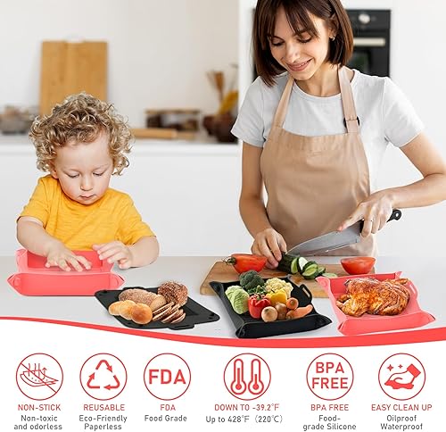 Miniatura 4 de OptiFortuna 2 forros reutilizables para freidora de aire, accesorios reutilizables cuadrados para freidoras de aire de 4 a 7 cuartos de galón,