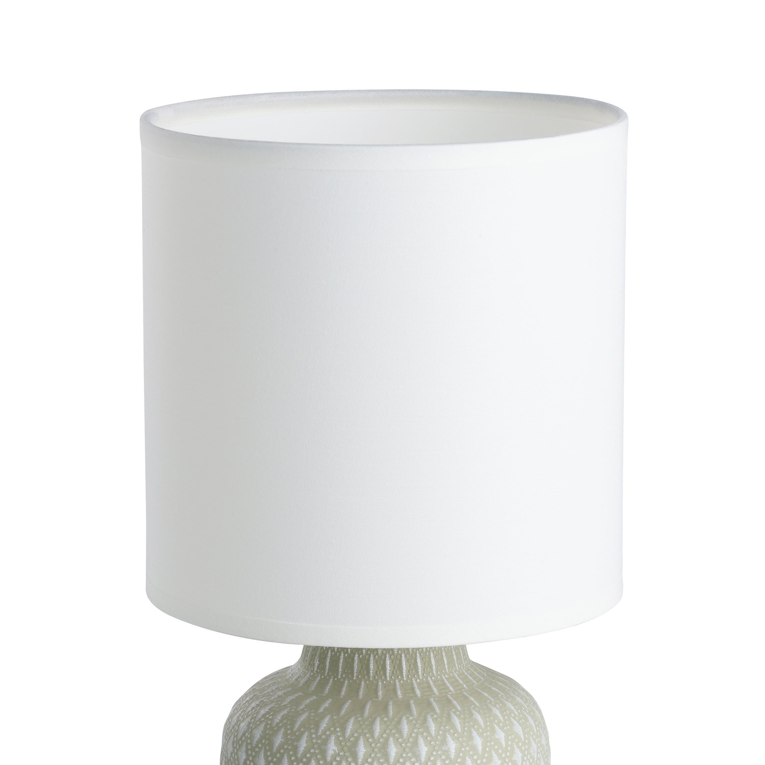 Eglo Bellariva Lámpara de mesa, lámpara de mesilla de noche de cerámica en color gris, textil en blanco, lámpara de salón con interruptor, casquillo E14
