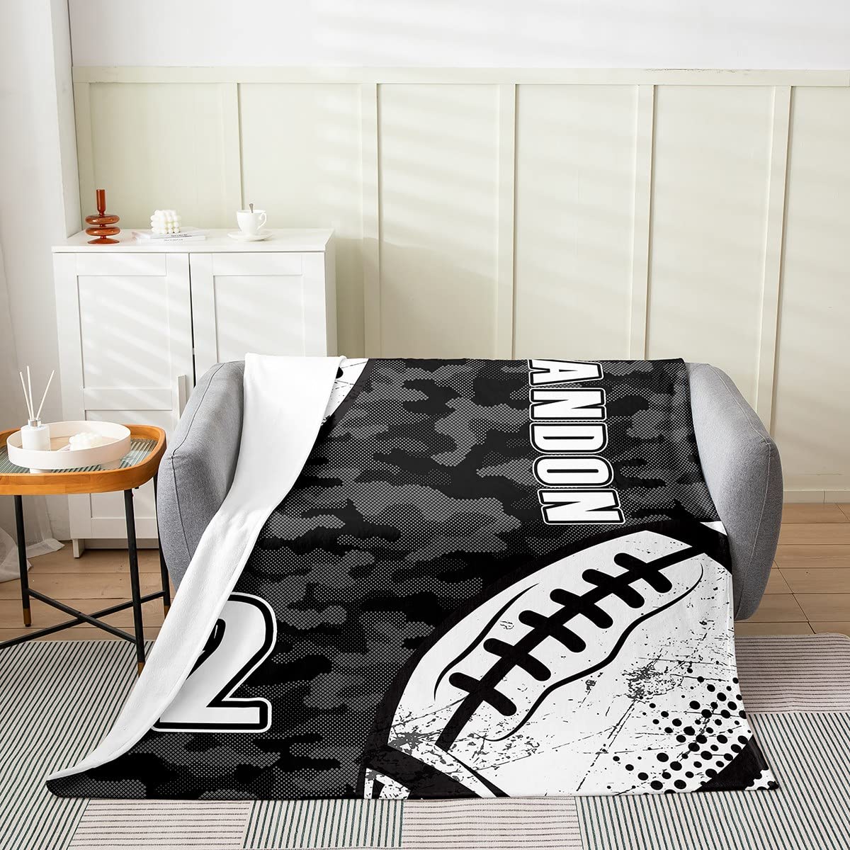 Coperta da calcio sportiva per tutte le stagioni, in pile di flanella, per bambini, ragazzi, ragazze, in microfibra, 150 x 150 cm