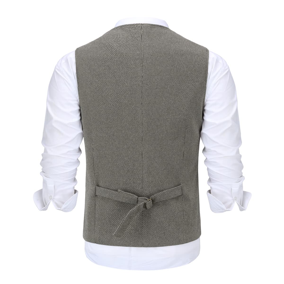 Allthemen Chaleco occidental para hombre chaleco de traje con cuello en V en espiga chaleco de lana básico clásico Formal para boda