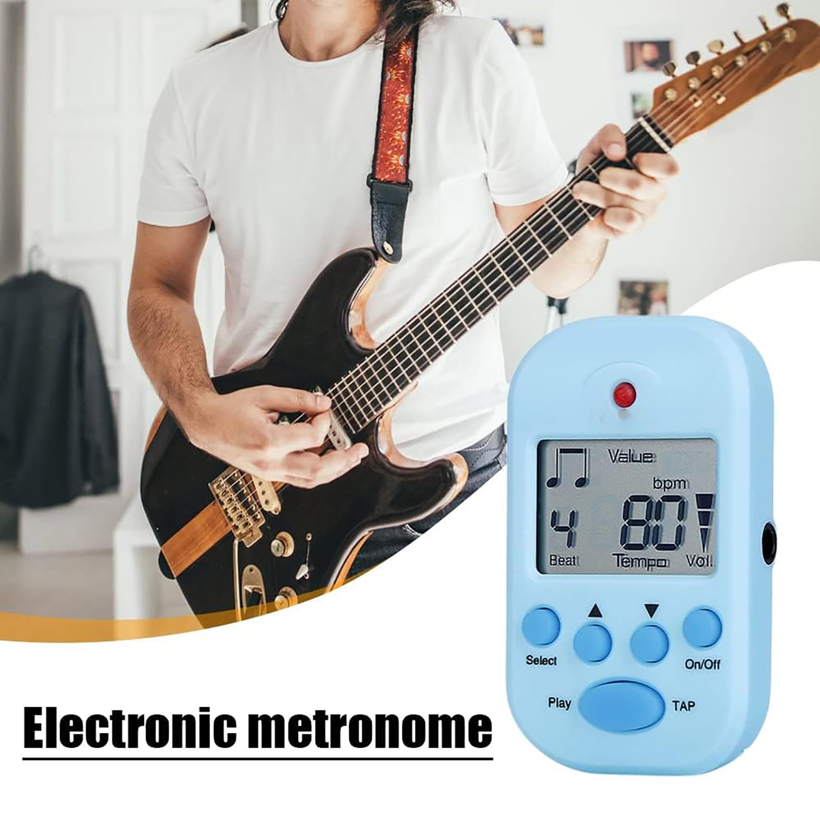 Przenośny Metronom Elektroniczny, Mini Metronom Cyfrowy Z 10 Wartościami Rytmu I Funkcją Dwukanałowego Wyjścia Słuchawkowego, Zakres Tempa Od 30 Do 280 Uderzeń Na Minutę, Na Fortepian, Gitarę