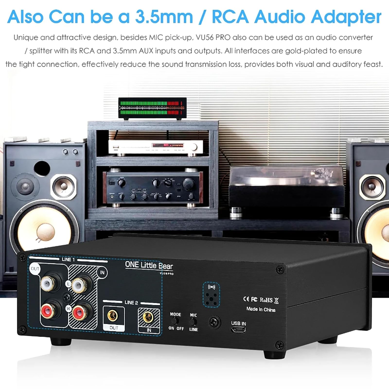 5 MmVisualizzatore di Spettro Musicale, Monitor Analizzatore Audio con Telecomando, 8 Effetti di Visualizzazione E Colori Commutabili, con Ingressi E Uscite RCA E AUX da 3,5 Mm