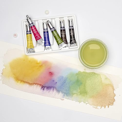 Vista 47 de Winsor & Newton - Cotman - Juego de acuarelas, 12 medias pastillas y pincel Juego de 6 tubos 0.3 fl oz