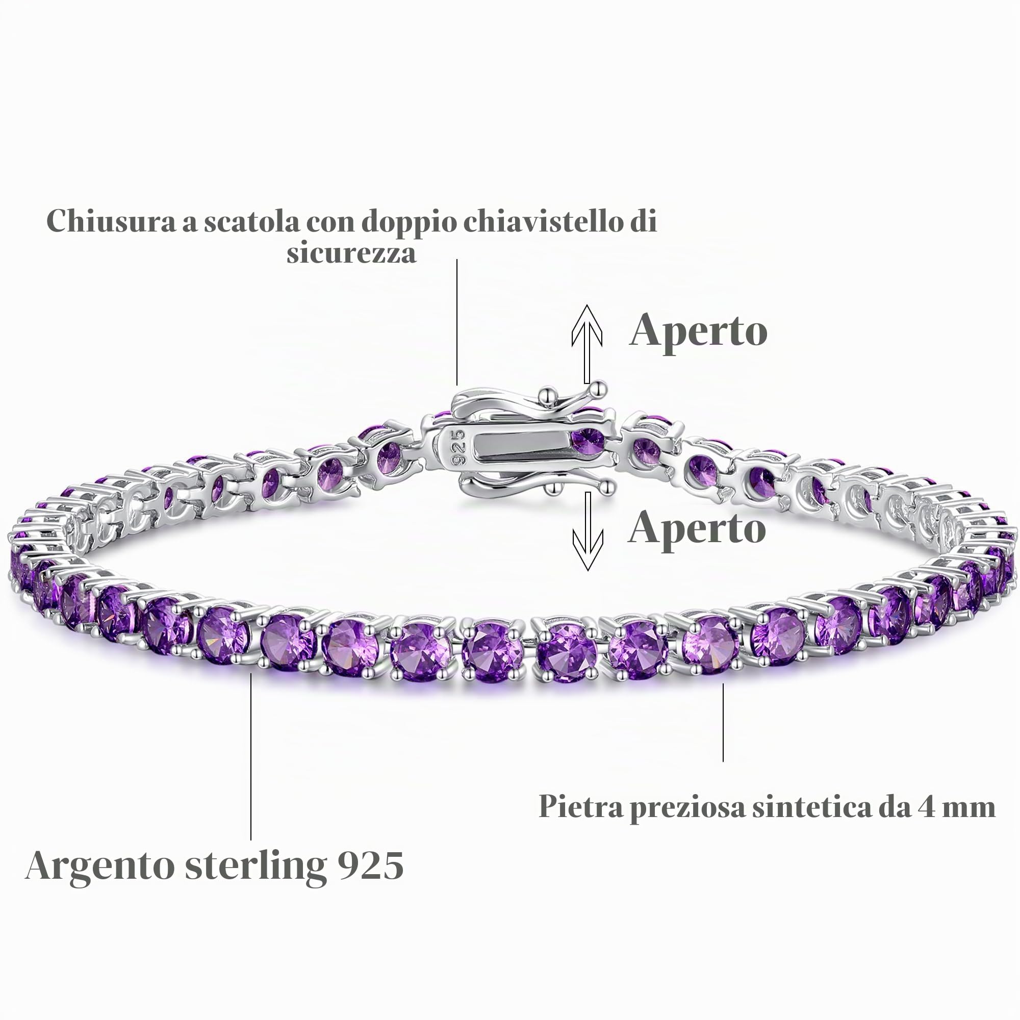 FANCIME Bracciale Tennis in Argento Sterling 925 Massiccio Regalo Zirconi Matrimonio Romantico Gioielli per Donna Ragazza Mamma Moglie Figlia Amica