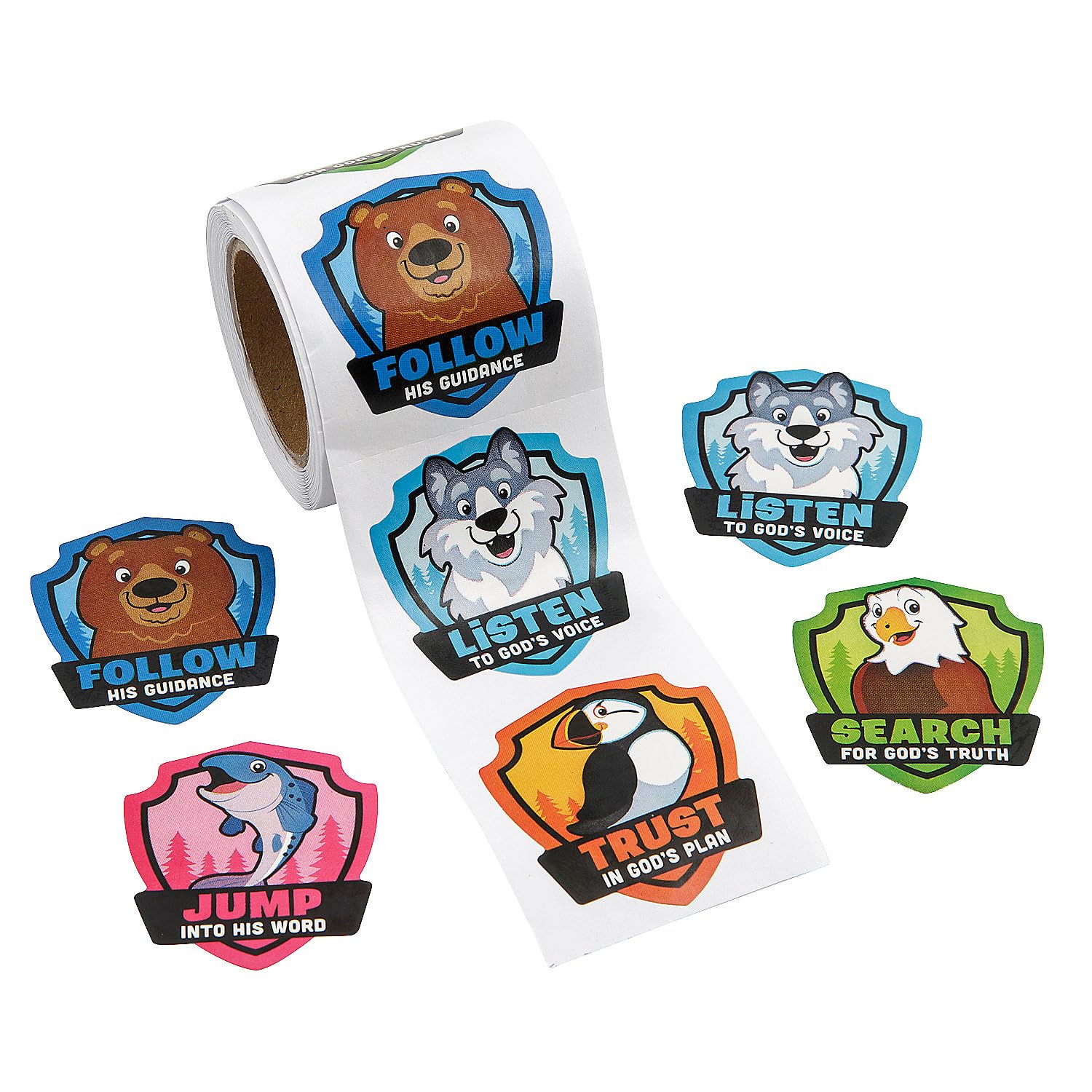 1 1/2" Great North VBS Animal Sticker Roll - 100 Pieces, Vacation Bible School Supplies